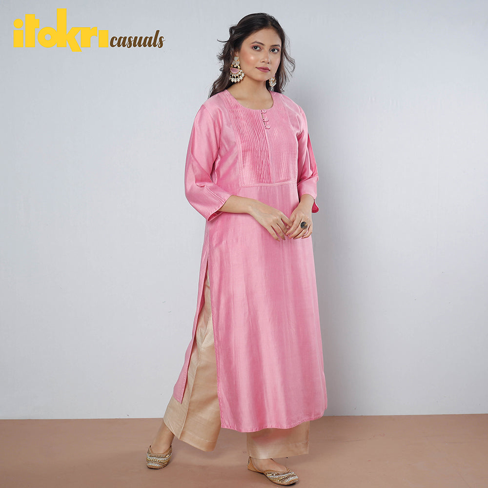 Buy Regular Wear Light Pink Lucknowi Work Georgette Kurti Online From Surat  Wholesale Shop.